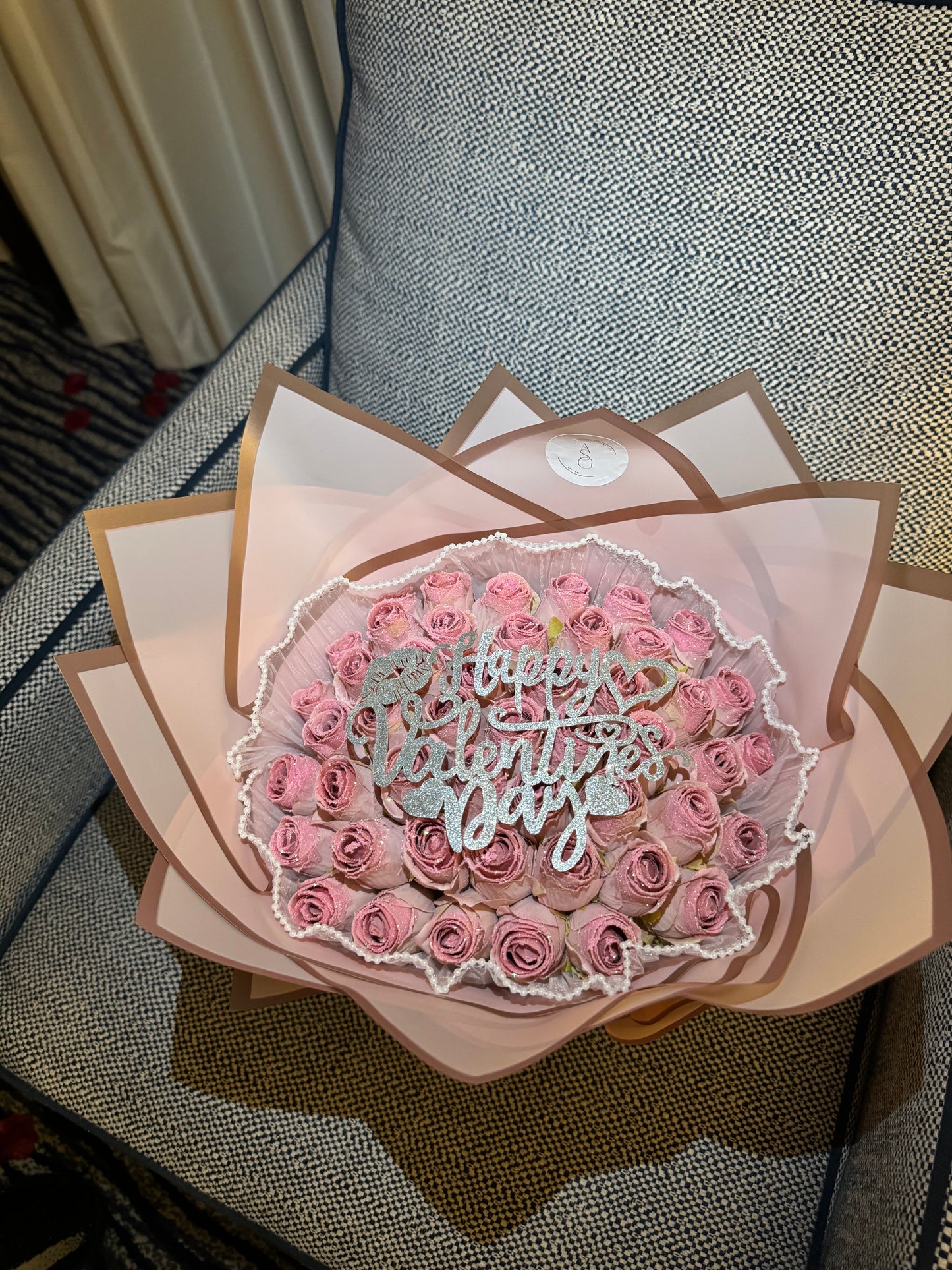 Faux pink glitter bouquet