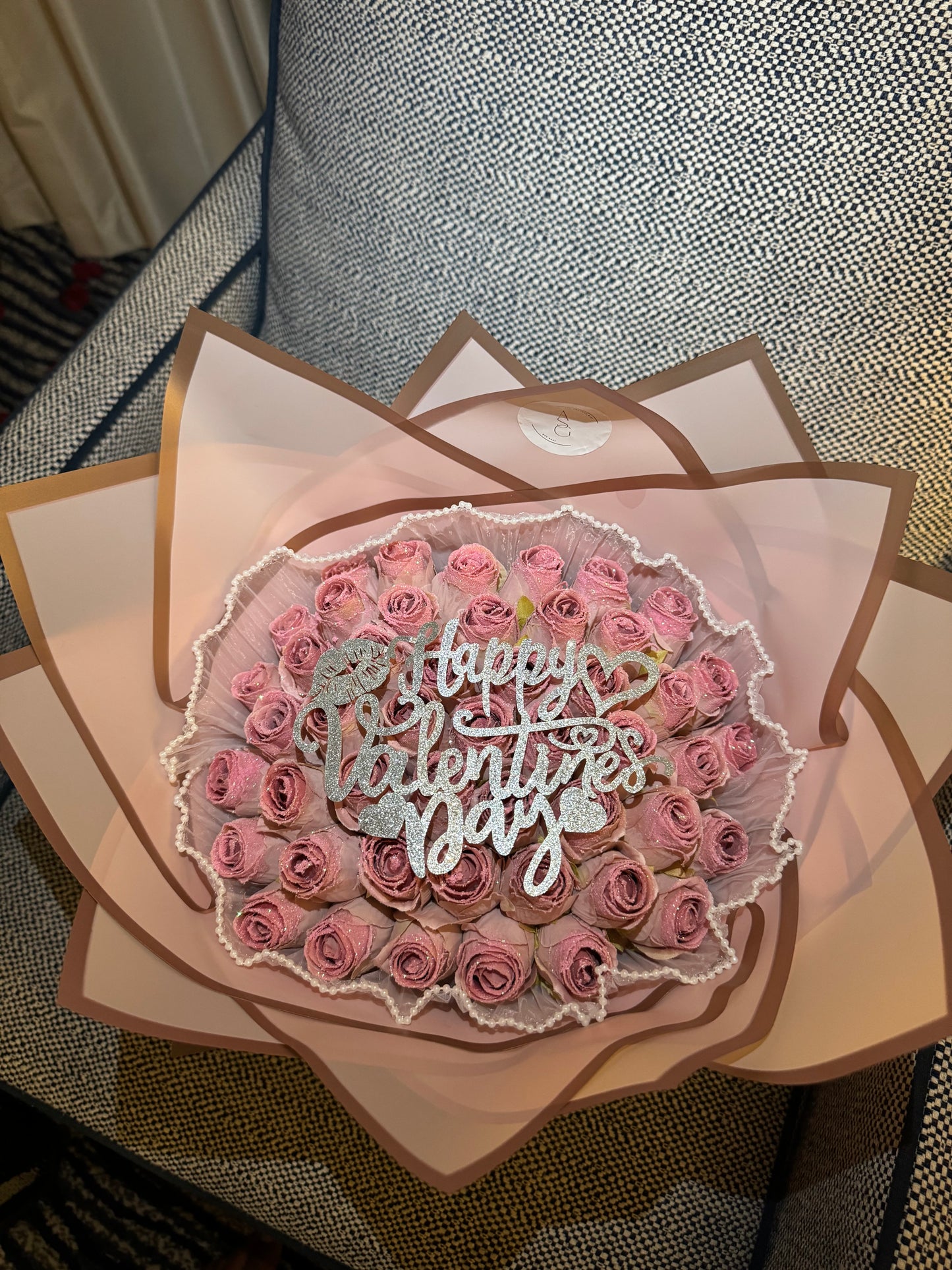 Faux pink glitter bouquet