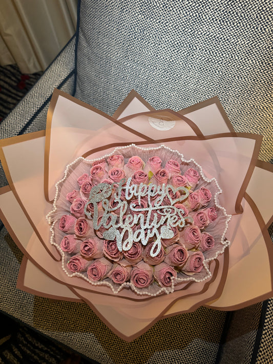 Faux pink glitter bouquet